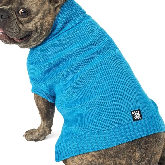 Nwt Teal Dog Turtleneck Sweater Petrageous Size Large - Picture 1 of 8